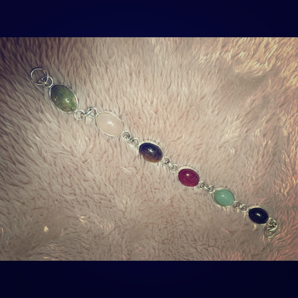 Silver stone bracelet